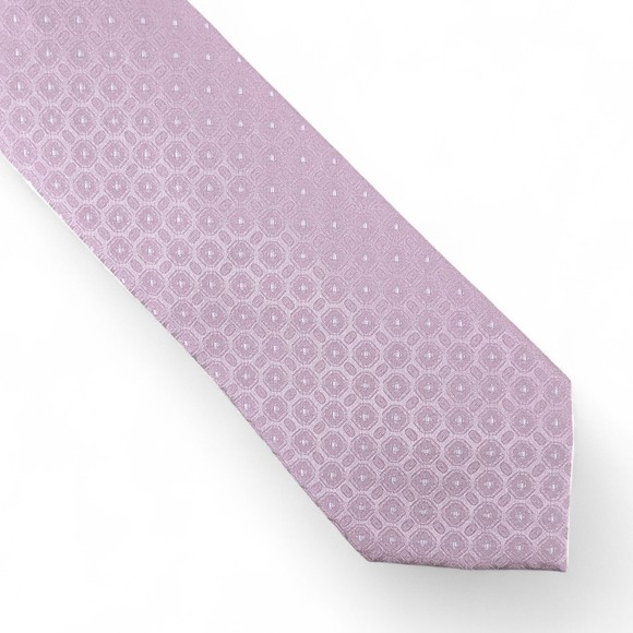 Calvin Klein Men's Skylar Texture Dot Tie Necktie Classic 3" Pink Silk Blend $69 - Picture 1 of 5